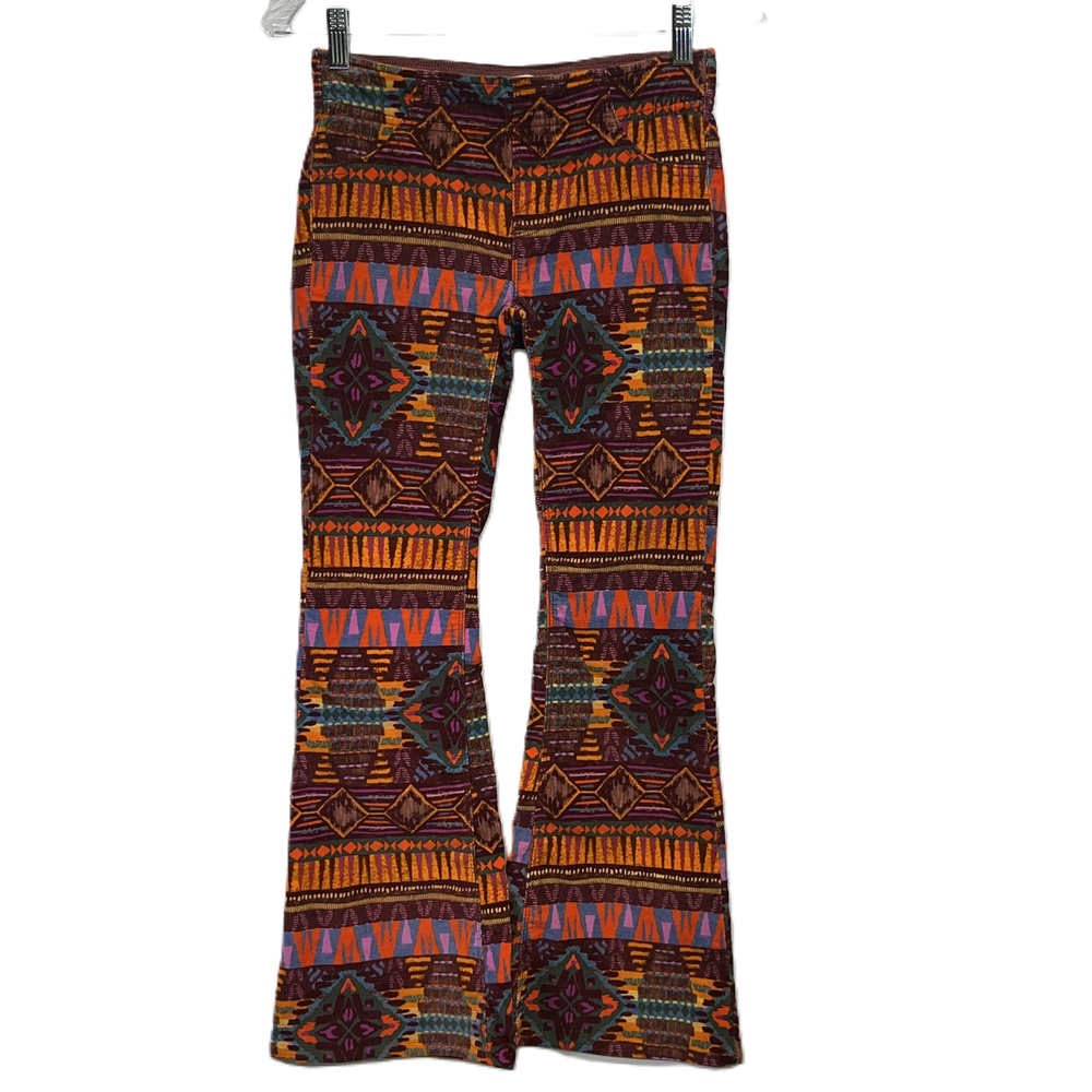 We The Free Aztec Multicolor Straight Leg Pants in Orange, Purple, Brown
